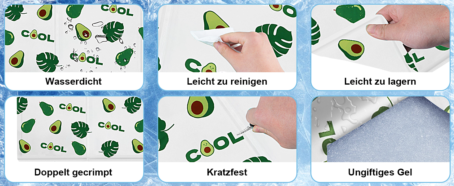Кілим-охолоджувач для собак та котів Ninonly 50 x 65 см - самоохолоджуючий, водонепроникний, з нетоксичним гелем (Авокадо)