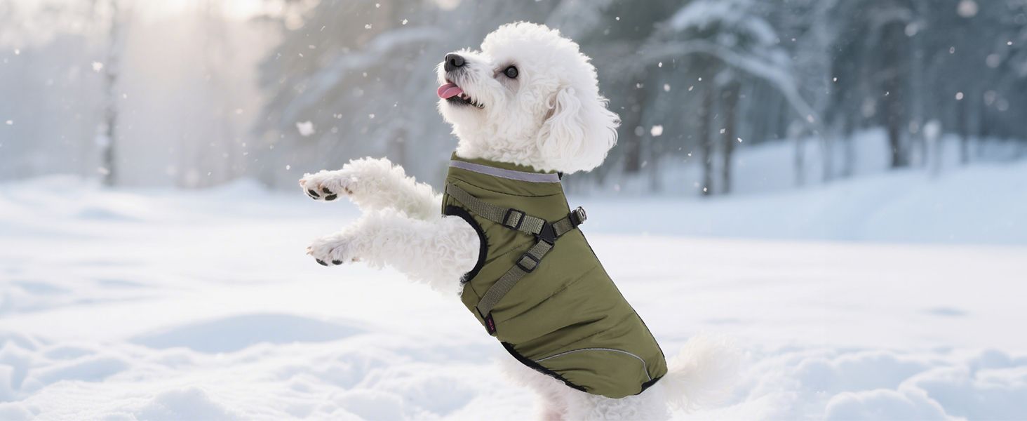 Тепла зимова куртка для собак з повним об'ємом, водонепроникна жилетка з нагрудником, підходить для цуценят, синього кольору