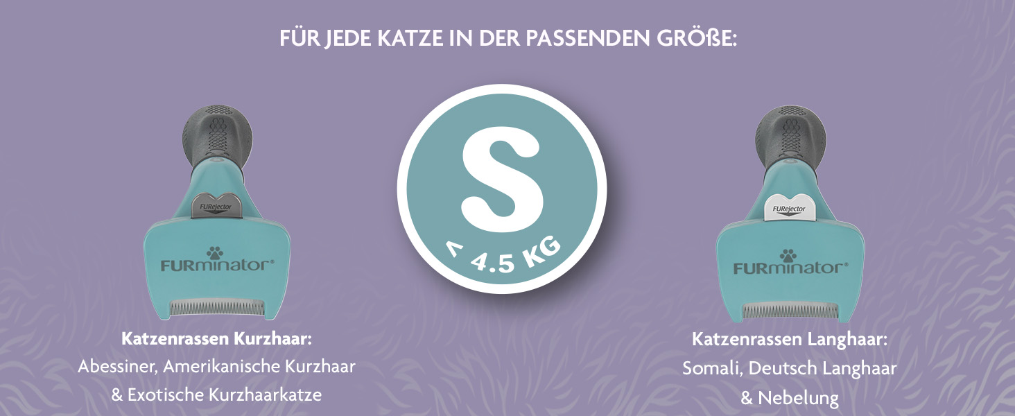 FURminator для котів S, для довгошерстих порід - скребок для вичісування підшерстка, екологічна упаковка