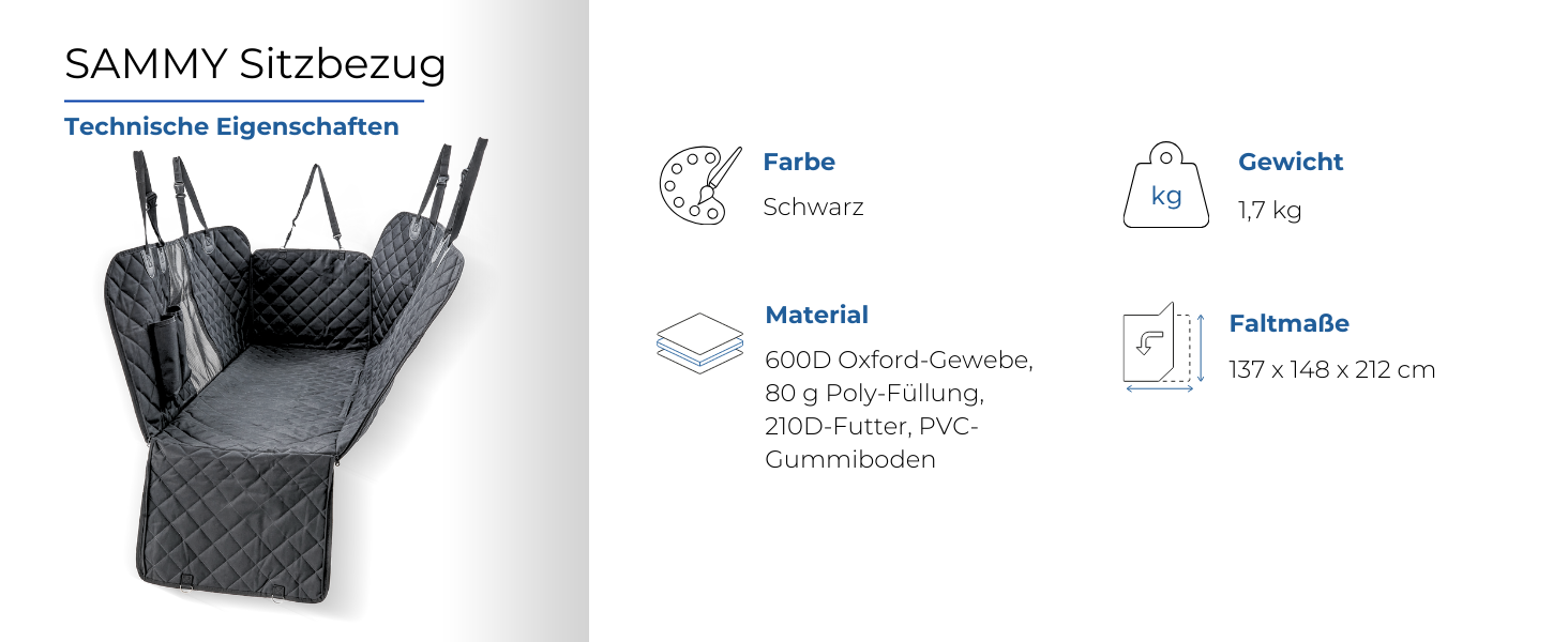 Автокрісло для собак Mobiclinic® Sammy: універсальний, антиковзний, водонепроникний, з кишенями та регульованими ременями