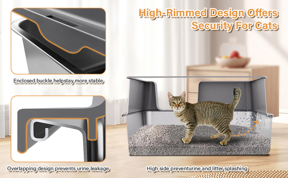 Котячий туалет з нержавіючої сталі 60x40x30 см з килимком і лопатою