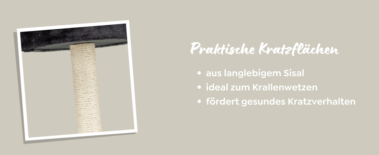 Дряпка для котів TRIXIE Tarifa, 52 см, сірий/чорний – компактний котячий будиночок з лежаком, зручний та стійкий