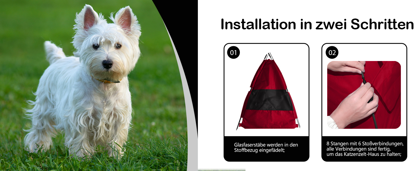 Зручне ліжко-будиночок для собак та котів Babyezz, Tipi, червоний, S