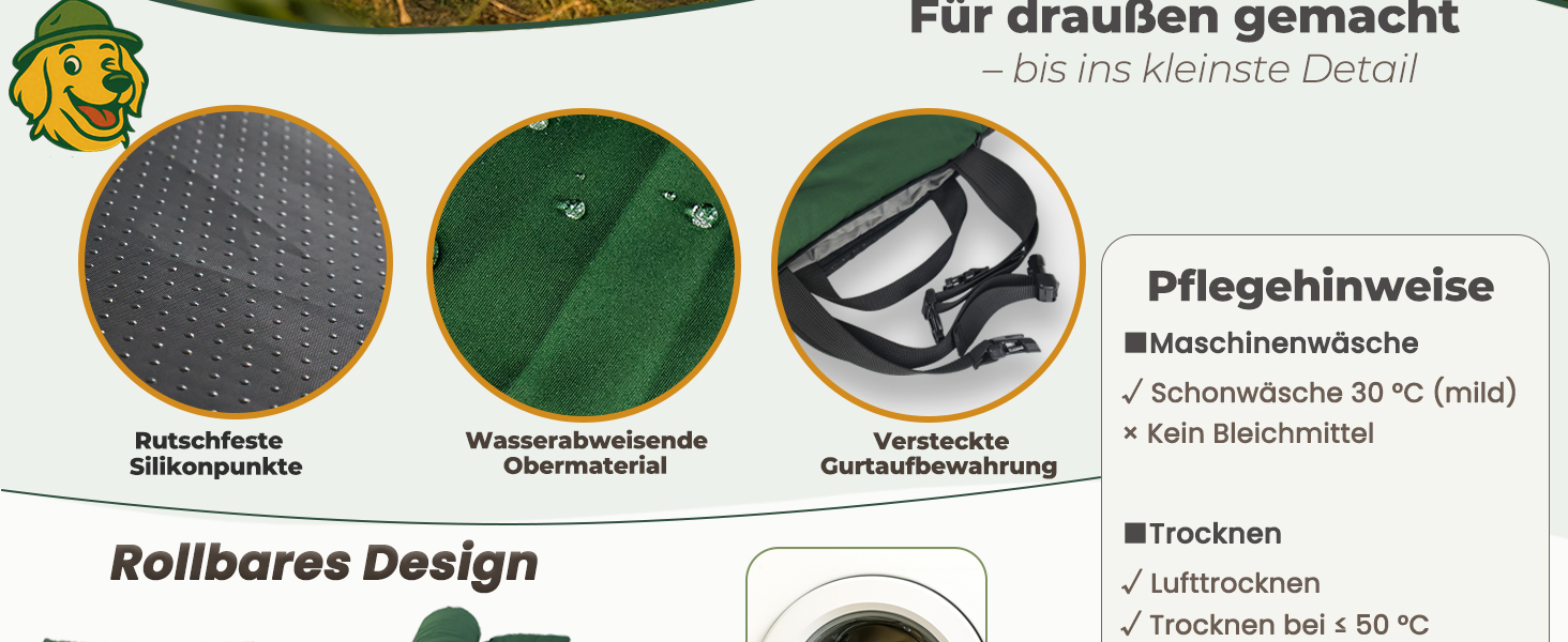 Килимок для собак у подорож – водовідштовхувальний, неслизький та пральний, 110х68 см. Килимок для собак на вулицю, у машину та в подорожі (Зелений)