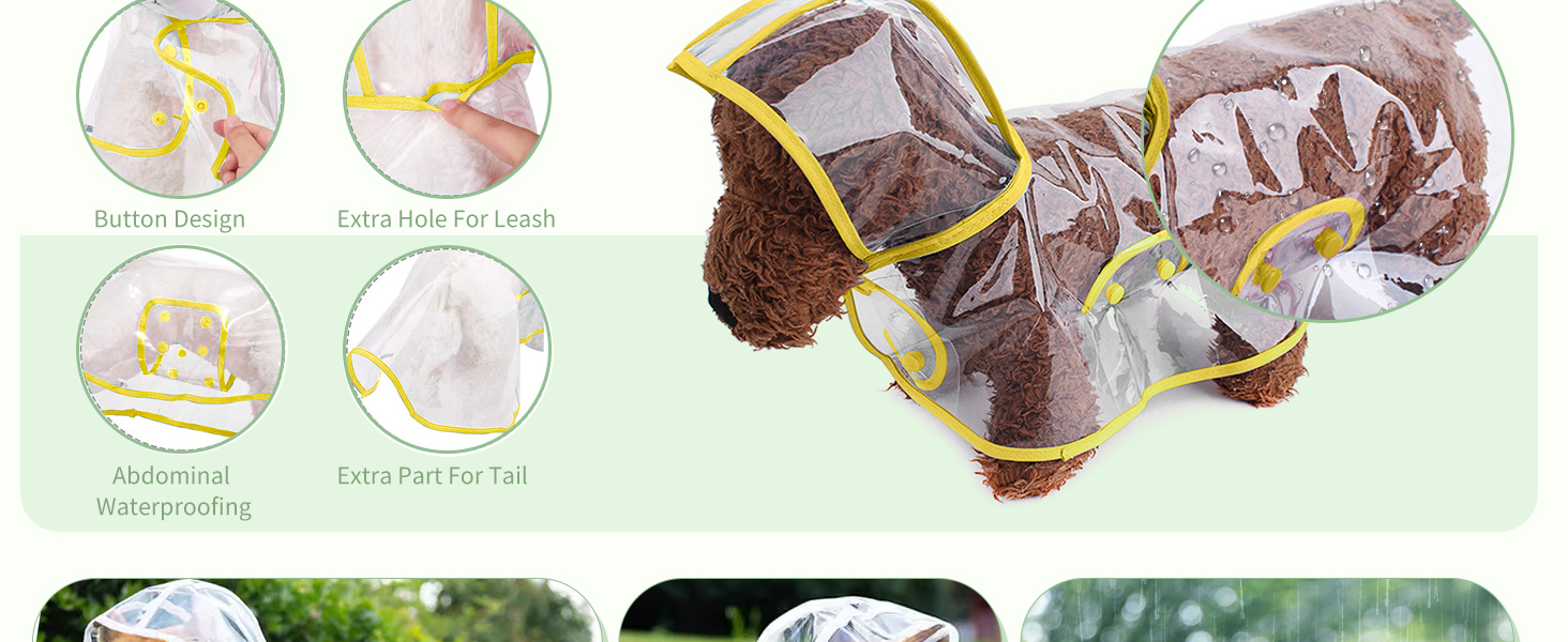 Дощовик для собак PETCUTE, водонепроникний, з капюшоном, PVC, дихаючий, для середніх та великих собак, рожевий