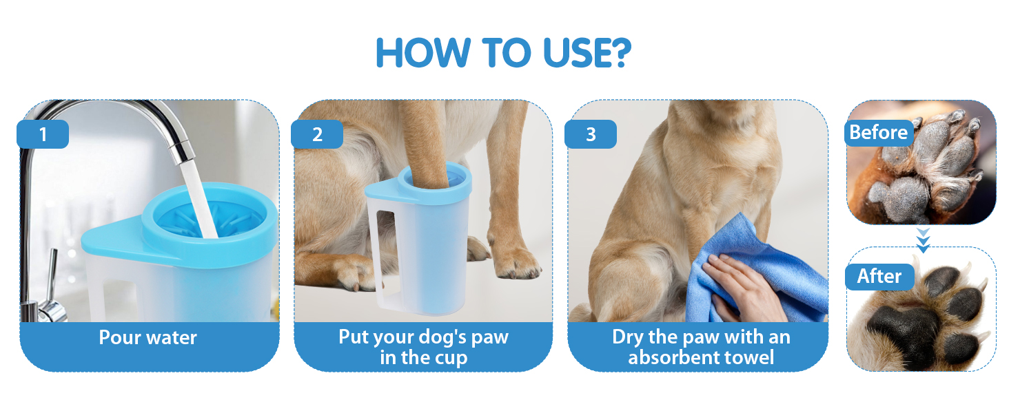 Очисник лап для собак і котів з силіконовою щіткою, великий об'єм