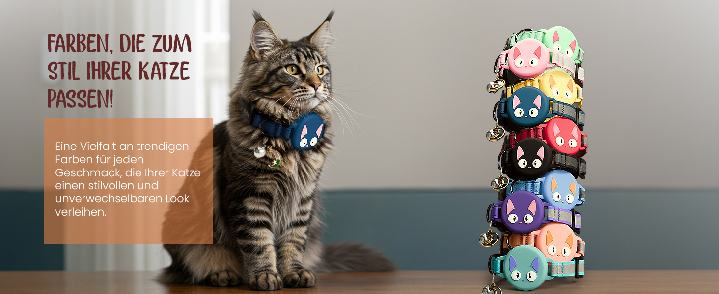 Нашийник для котів KittyTag з аксесуарами, сумісний з Apple Airtag, світловідбиваючий та світосвітний, GPS, захист від задушення, регульований (темно-синій)