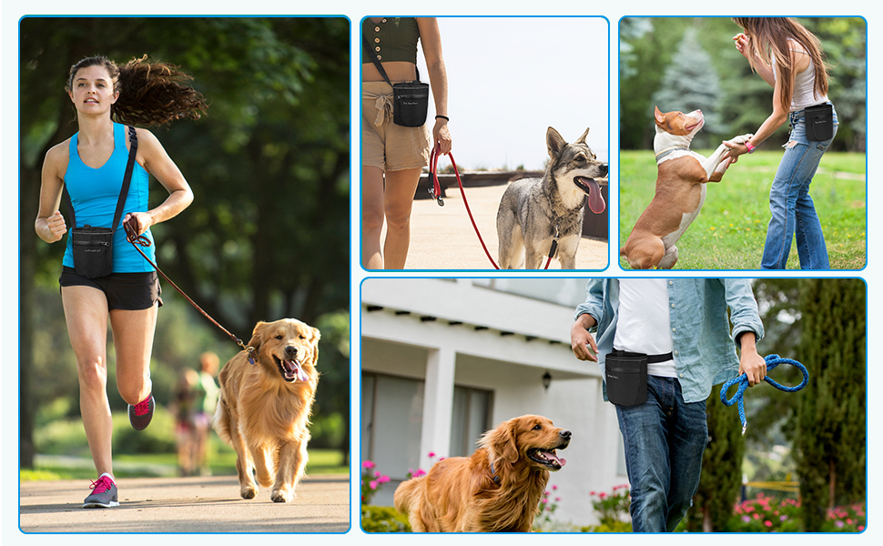 Сумка для ласощів для собак Brifit з магнітною застібкою, для тренувань, з регульованим шнурком, знімною внутрішньою кишенькою та дозатором для пакетів, 17.5 x 13.6 x 8 см