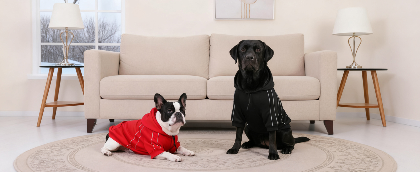 Теплий зимовий пуловер для собак ASENKU з флісу з відбиваючими смугами для маленьких собак XS, толстовка для собак з капюшоном та кишенями, куртка для собак з отвором для шлейки, м'яка та дихаюча зимова одяг для собак XS чорного кольору