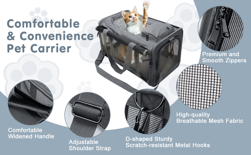 Транспортна сумка для кота та собаки Qoosea, складана переноска для домашніх тварин з регульованим плечовим ременем, сітчаста переноска для котів та собак малого та середнього розміру, сіра