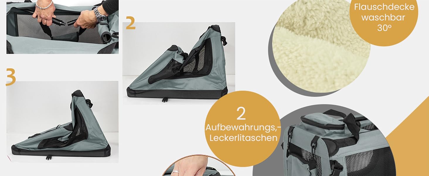 Складана переносна переносна сумка-переноска для собак та котів Petigi (Сірий, L 70x52x51 см)