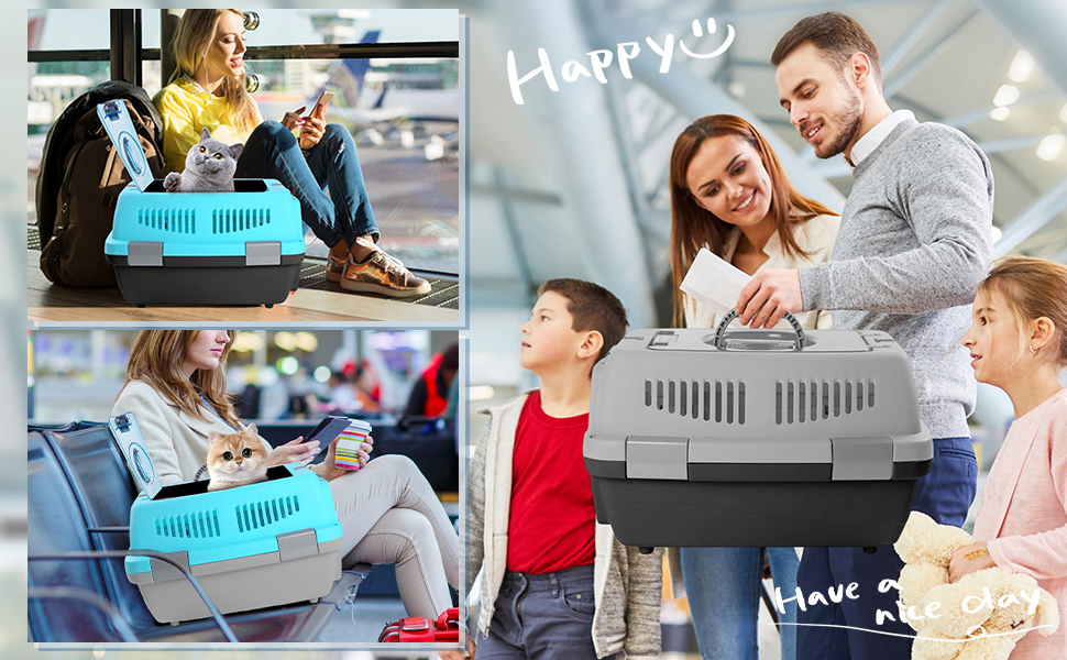 PETCUTE Транспортний бокс для собак та котів: міцний, дихаючий, з зручною ручкою, складний, до 6 кг, сірий+чорний