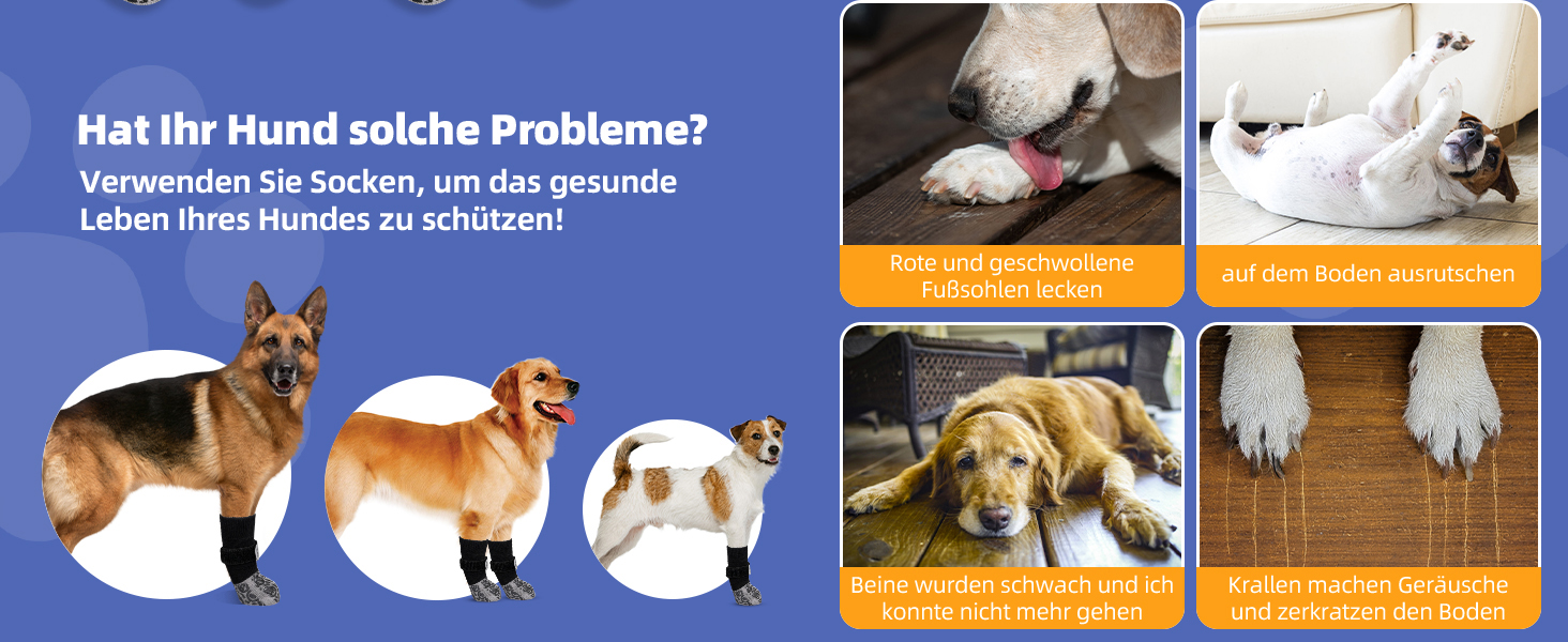 Чорні антиковзкі шкарпетки для собак (XXL) - захист лап від слизькості на твердих підлогах