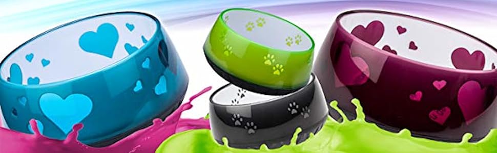 Миска для собак EHASO з сердечками - годівниця та поїлка для собак великих та малих порід (1000 мл, блакитний)