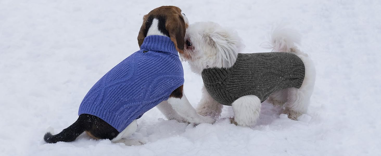 Теплий та м'який пуловер для собак Queenmore | Turtleneck для Corgi, Beagle, Французького бульдога, Шнауцера, Такси | Розмір L, Колір блакитний
