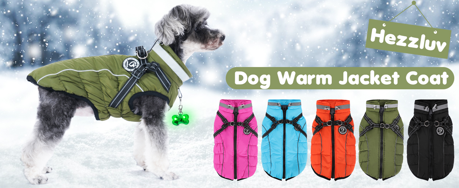 Зимовий одяг для собак: теплий, водонепроникний зимовий одяг з дзвоником, світловідбиваючі смуги, LED-ошийник, для маленьких та середніх собак (зелений, XL)
