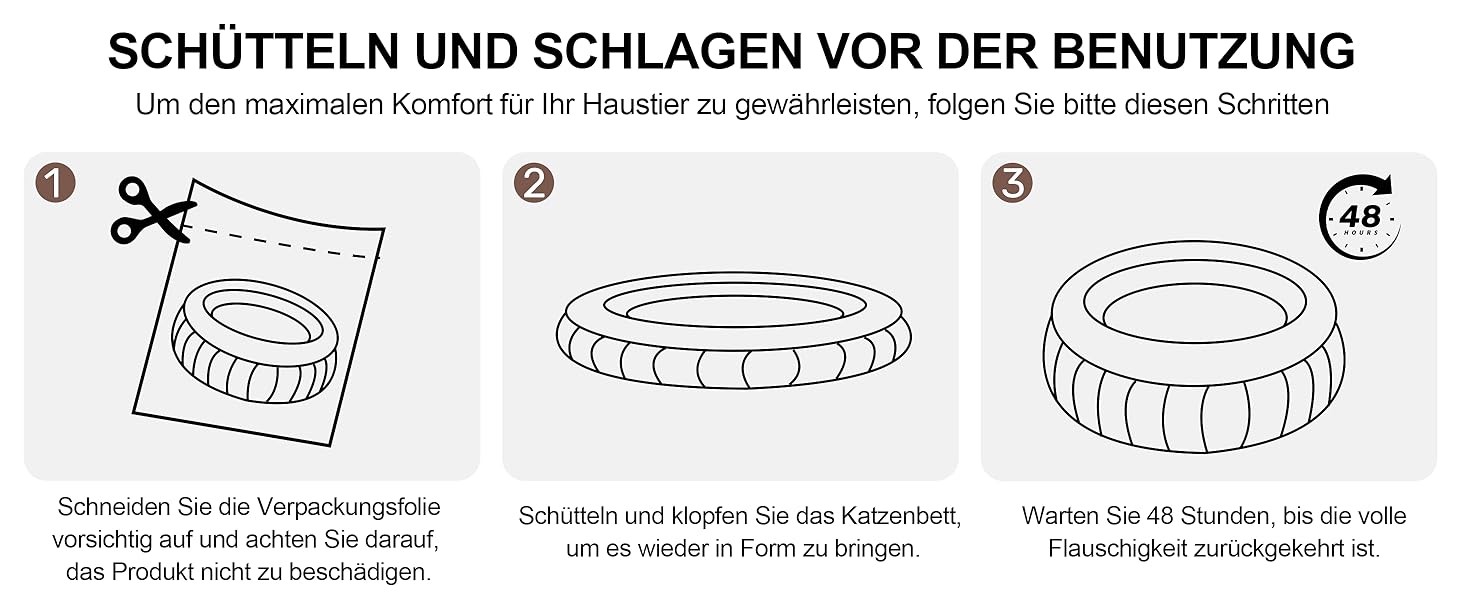 Ліжко для кота FUKUMARU, 55x55x21 см, зручне, з м'яким краєм, колір верблюжий, з неслизьким дном