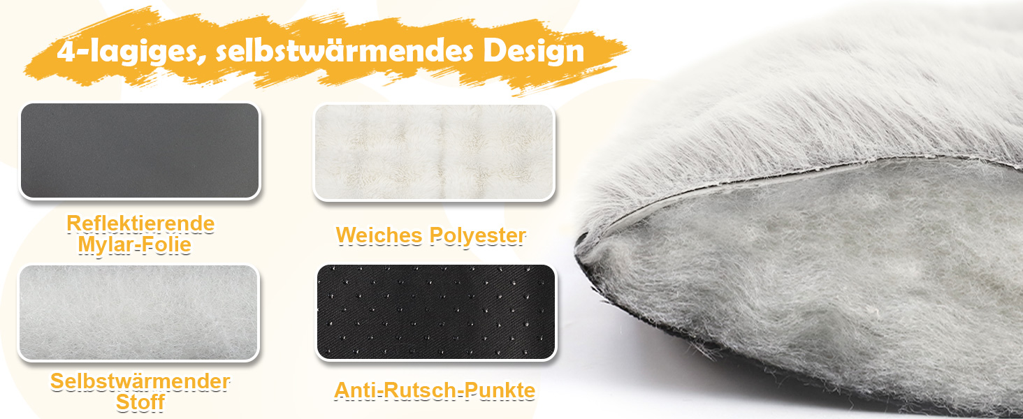 Самогріюча ковдра для котів та собак XIAPIA, плюшева, без дротів, для зігрівання, пральна, для кошенят, кігтів, в приміщенні та в авто, 60 x 45 см (білий, M)