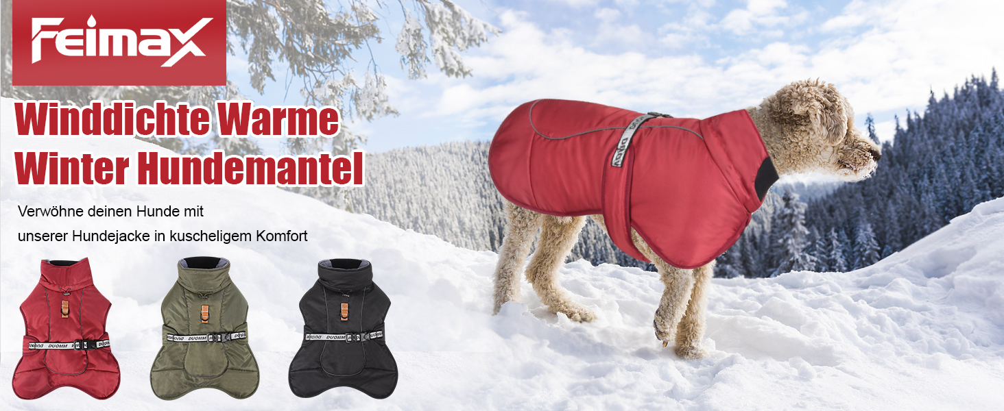 Зимовий одяг для собак FeimaX: теплий, вітронепроникний зимовий одяг для собак середніх та великих порід. Вітронепроникна жилетка для собак з D-кільцем (червоний, 5XL)