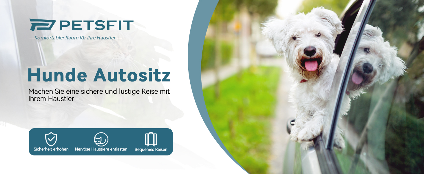Автокрісло для собак Petsfit - сіре, M - для середніх та 2 маленьких собак