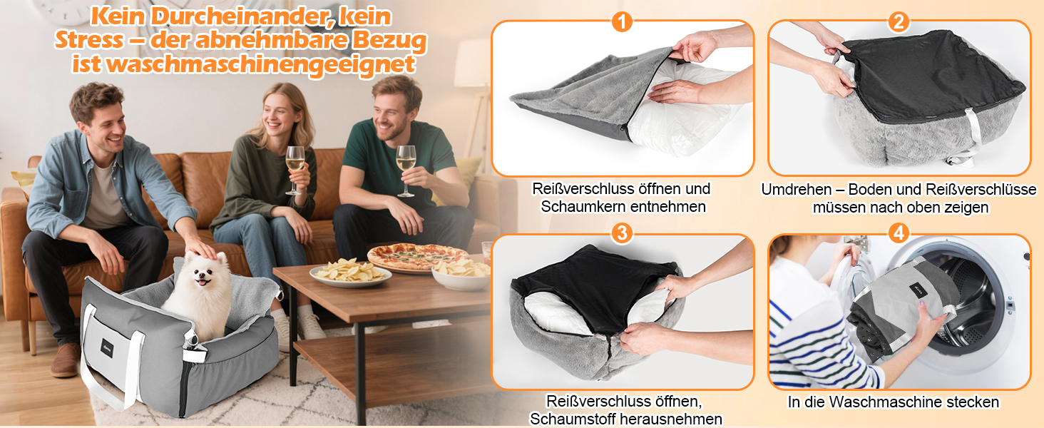 Автокрісло для собак 3-в-1 з розкладним ліжком – переносна автолюлька для маленьких собак, з м'яким матрацом, для переднього або заднього сидіння, внутрішнє та зовнішнє використання (02-Сірий)