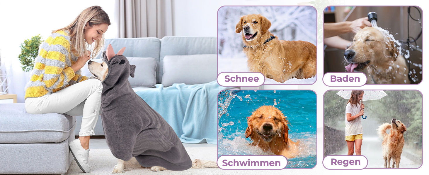 Рушник для собак Badeantel, з мікрофібри, швидковисихаючий, для великих, середніх та маленьких собак/котів (зелений, S, Сіре Носоріг)