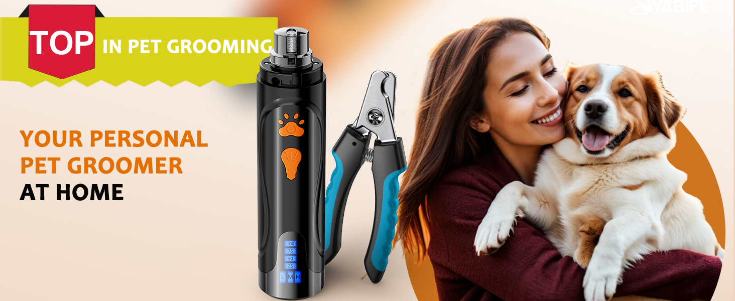 Електричний точило для кігтів собак YABIFE, 3 швидкості - безпечна та тиха обробка кігтів для собак та котів