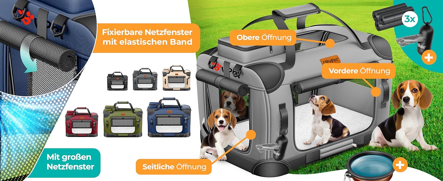 Транспортна переноска для собак та котів XXL 92x64x64 см | Переноска для тварин з мискою та плечовим ременем | Для котів та собак, сірого кольору