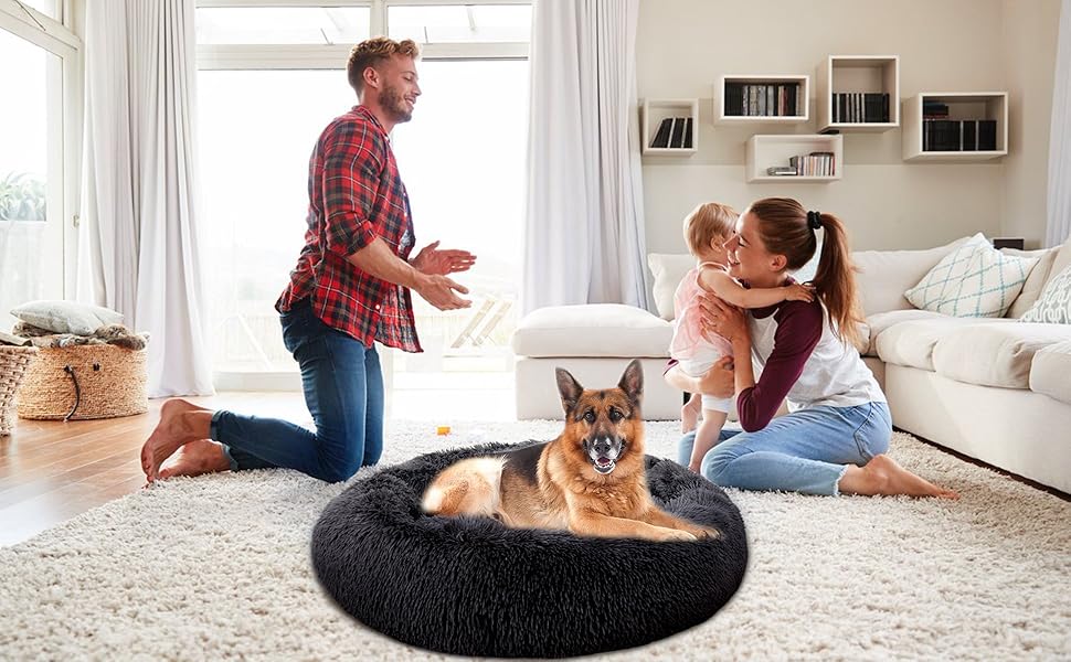 Кругле лежанка для собак та котів, 50 см, з ортопедичним пюшем, для дітей, сіра