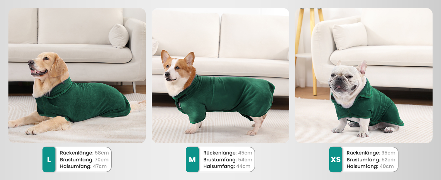 Рушник для собак PETTOM, мікрофібра, швидковисихаючий, для великих собак (M, зелений)