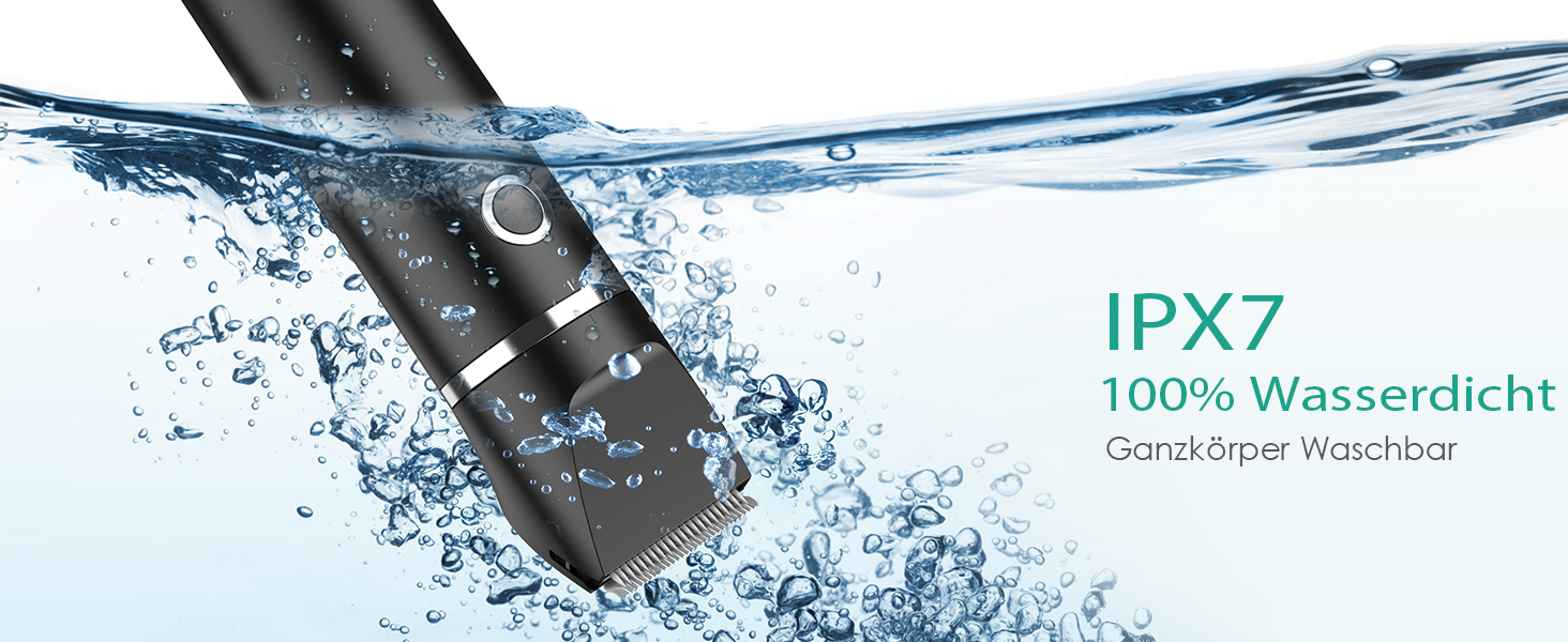 Триммер для тварин ORIA 2-в-1: машинка для стрижки собак та котів, USB, водонепроникна IPX7, тиха, з 2 насадками, білий/чорний