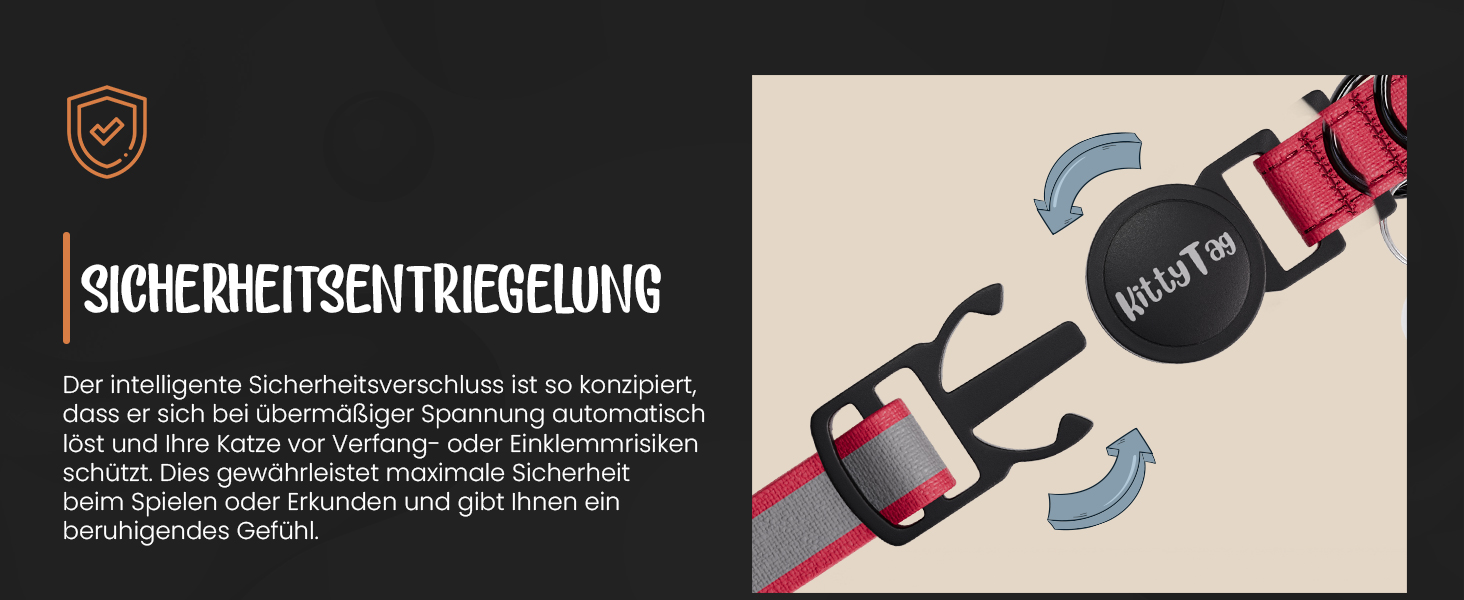 Нашийник для кота KittyTag з аксесуарами, сумісний з Apple Airtag, світловідбиваючий та світловий, GPS, з захистом від задушення, регульований (червоний)