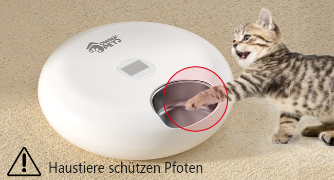 Автоматична годівниця для котів Ownpets, для вологого та сухого корму, із нержавіючими мисками, на 6 порцій, з 2 охолоджуючими елементами, захист лап, біла