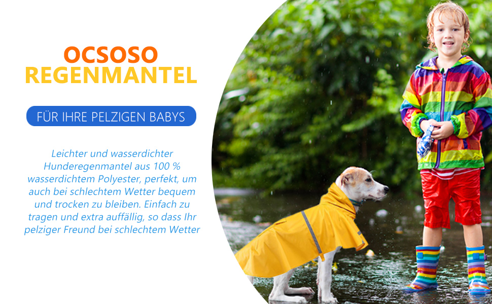 Дощовик для собак, дощовий плащ для собак з капюшоном, підходить для шлейки, легкий та світловідбиваючий, для середніх та великих собак (Помаранчевий XL)