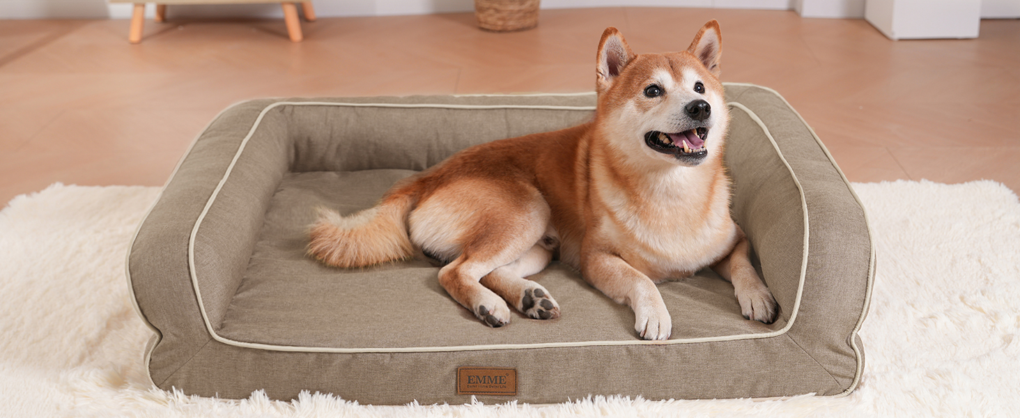 Ортопедичне ліжко для собак XL, 111x86x25 см, Memory Foam, водовідштовхувальне, сірого кольору