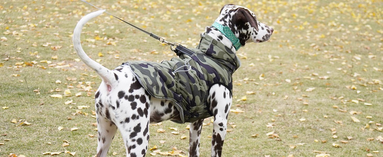 Водонепроникний зимовий одяг для собак, теплий куртка для собак з отвором для шлейки, для малих, середніх та великих собак, військовий камуфляж, з світловідбиваючими смугами, блискавка, XL