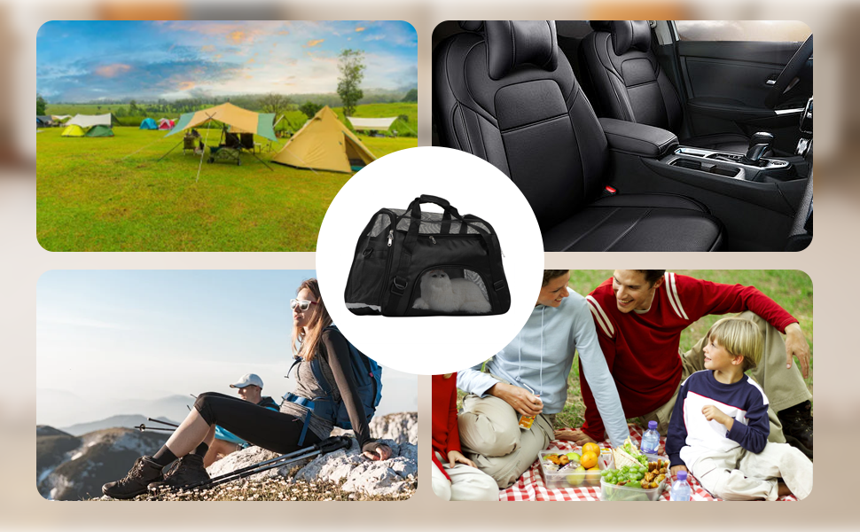 Транспортна сумка для собак та котів, складна переноска, чорна (L)