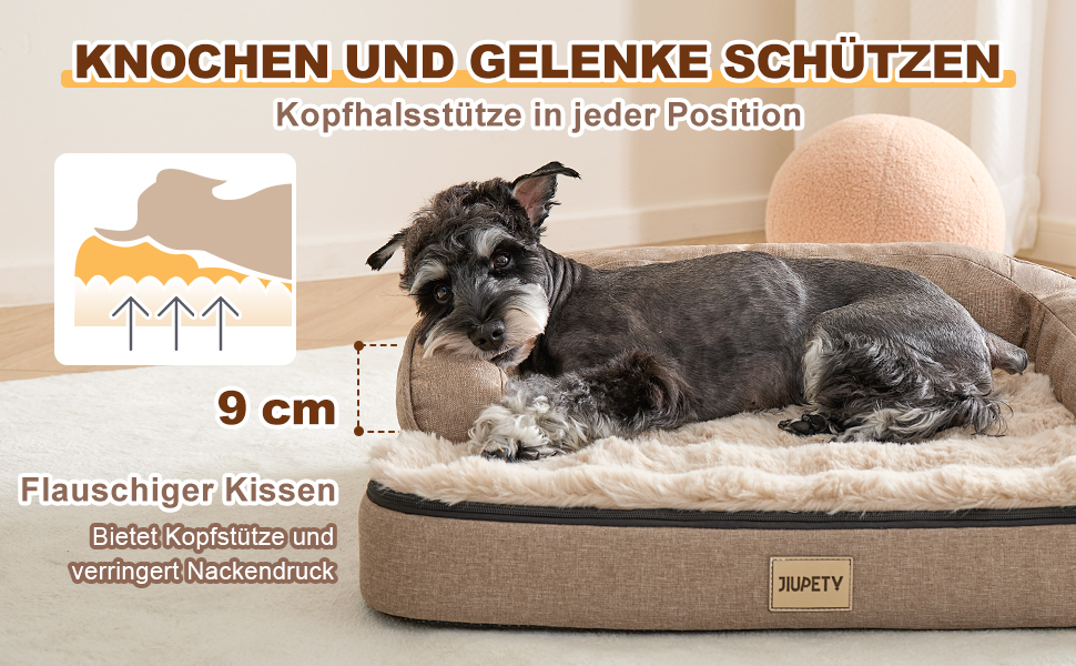 Ортопедичне ліжко для собак середніх порід Jiupety, коричневе, 66 x 51 x 17 см. Водонепроникне, знімний кошик, зручне собаче ліжко