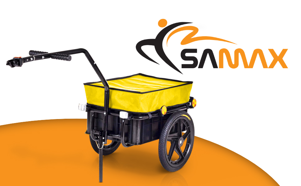 Причіп для велосипеда SAMAX 90 літрів, 80 кг, з комплектом - причіп для перевезення вантажів, чорний, для гірського велосипеда