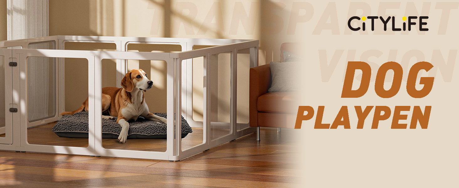 Кізохід для собак Citylife 6-TLG 60см, складаний вольєр для собак з дверцятами, вольєр для собак у квартиру, великий кізохід для собак, котів, кроликів, дрібних тварин, з неслизьким покриттям, прозорий (12-TLG 75CMH)