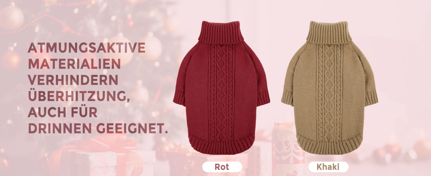 Теплий в'язаний пуловер для собак з коміром-горловиною. Підходить для маленьких, середніх собак, цуценят та котів. Колір: червоний