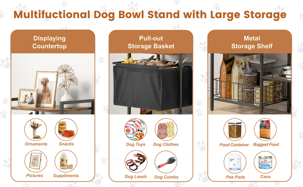 Підвищений миска для собак Bikoney з місцем для зберігання – годівниця та поїлка з кошиком для іграшок, шафка-годонавча для маленьких, середніх та великих собак, органайзер для аксесуарів для тварин