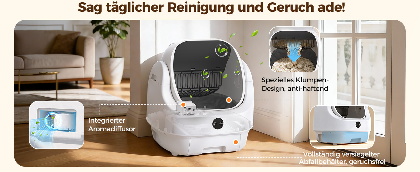 Автоматичний лоток для котів Katzenklo Selbstreinigend з контролем запаху, сенсорами та керуванням через додаток - для великих котів