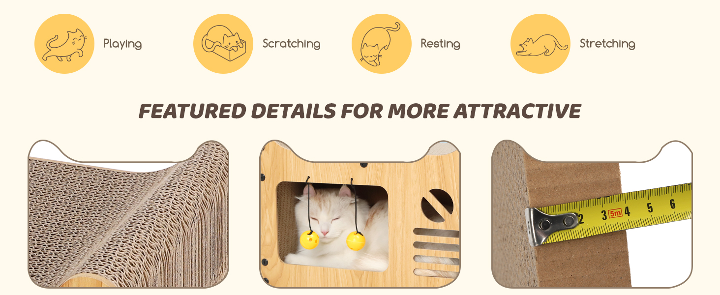 Котячий когтетоп Nobleza Hausform з іграшкою та м'ятою, 47,5x25x32,5 см, стійкий, захист меблів, великий