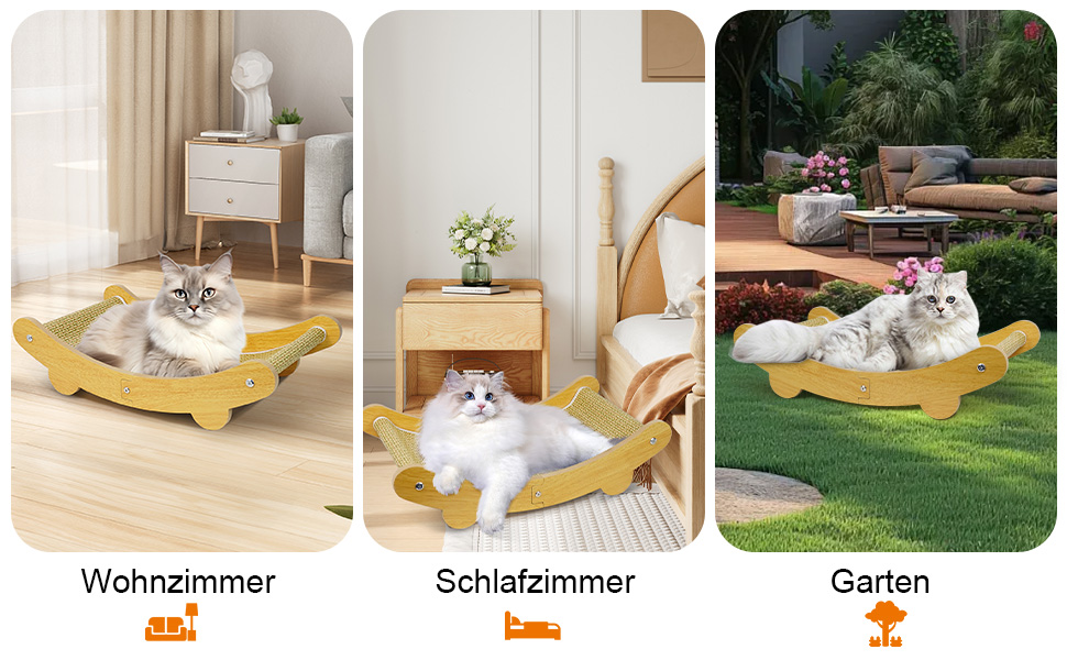 LUMIN TUTU Котячий будиночок 2-в-1: когтеточка та ліжко для котів, 59x34 см, міцний, з натурального льону, без виділення ворсу