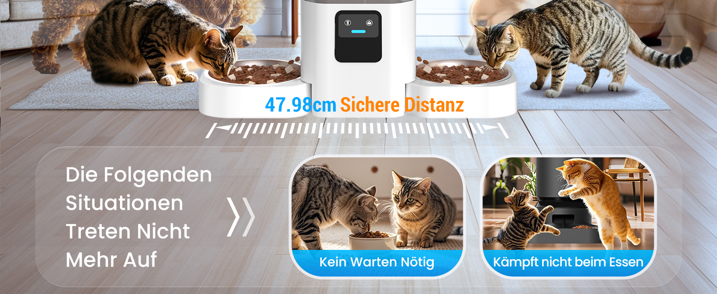 Автоматичний годівниця для котів Frienhund з 2 мисками, 7L, Wi-Fi, з програмуванням та Alexa, для 2 котів