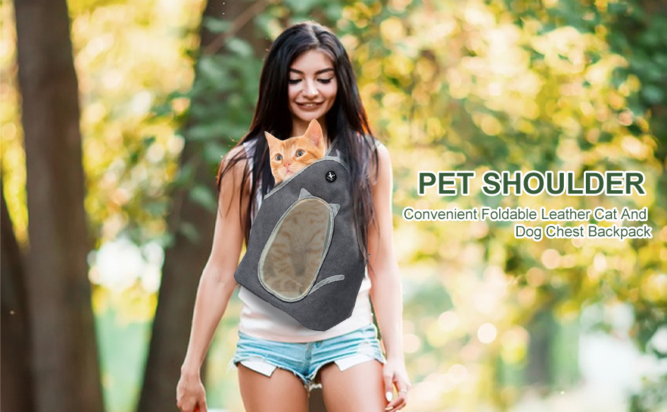 PETCUTE Сумка-переноска для собак та котів, складана, сіра, з ремінком безпеки та кишенею