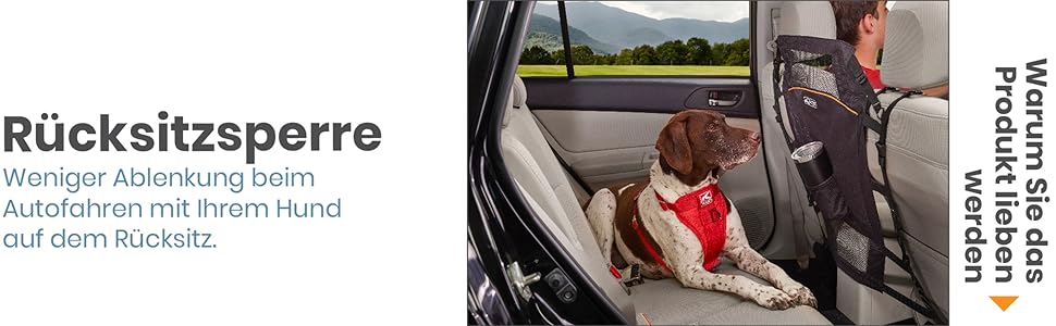 Тренажер для собак Kurgo, роздільник заднього сидіння, чорний/помаранчевий, 1 шт.