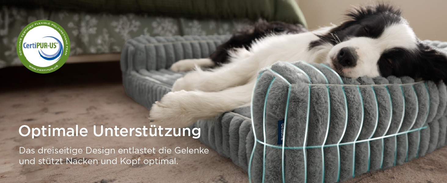 Ортопедичне ліжко для собак середніх порід BEDSURE - 76x51x16.5 см. Водонепроникне диванчик для собак з Memory Foam та Eierkarton-Schaum, знімний Cord-чехол, сірий.