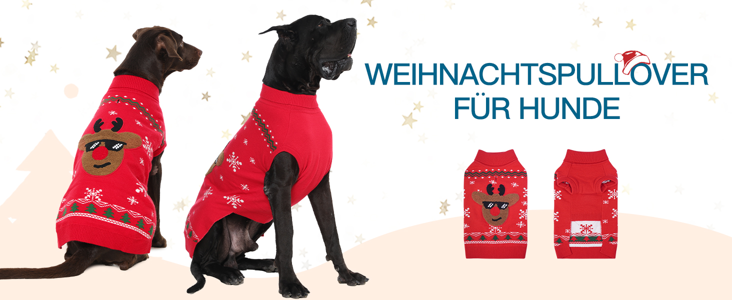 Пуловер для собак на Різдво, м'який та теплий, з відкидним коміром, для собак середнього розміру, в'язаний пуловер для осені та зими, для Французького бульдога, M (5-7 кг), червоний